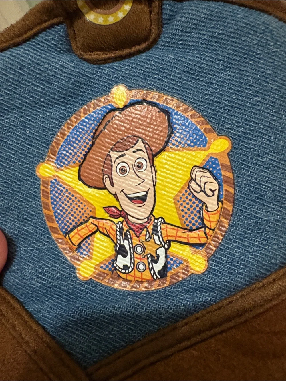 Toy Story Sheriff Woody Cowboy Western Boot Slippers Denim Brown size 9-10